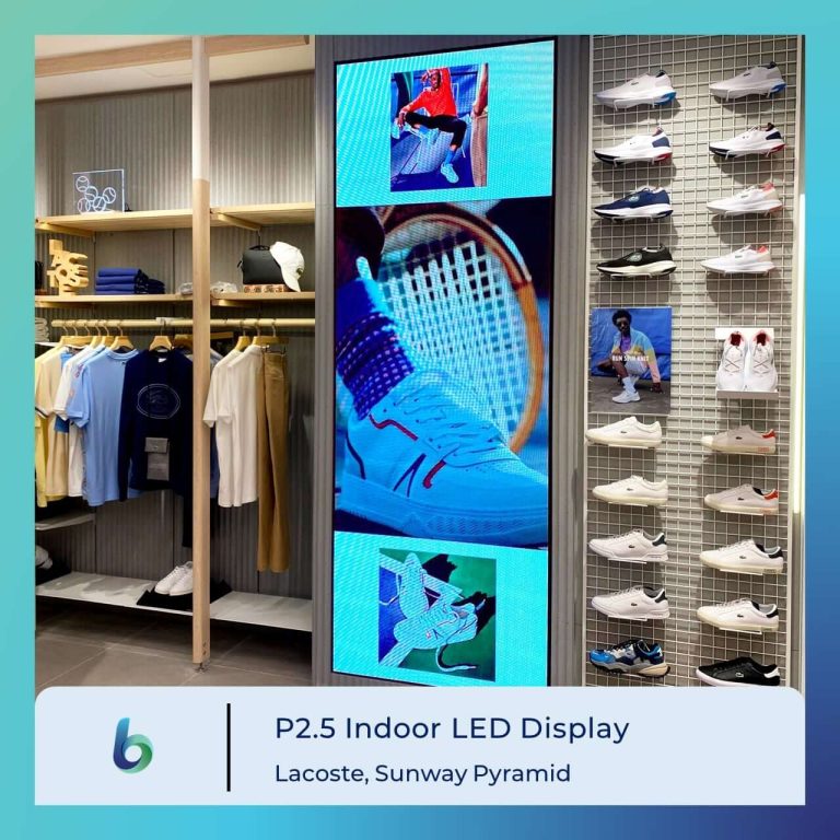 Indoor LED Screen at Lacoste retail store