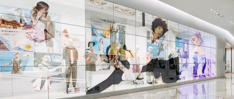Transparent OLED Signage at Storefront
