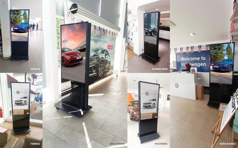 Double sided digital kiosks at Volkswagen Malaysia
