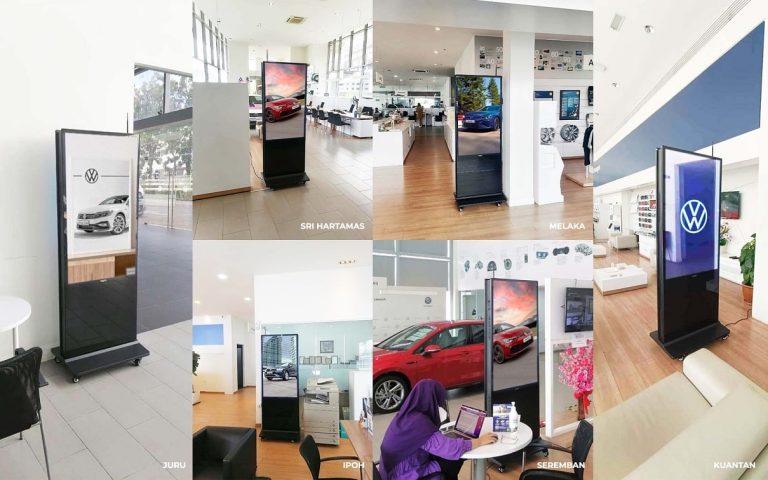 Double sided digital kiosks at Volkswagen Malaysia