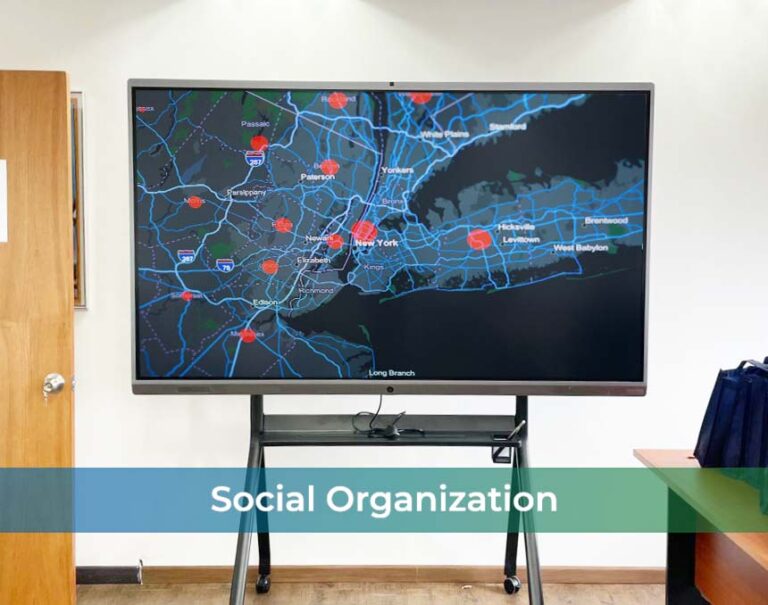 Interactive smartboard at an office of a social organization