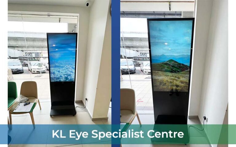 Double-sided digital standee at KL Eye Specialist Centre