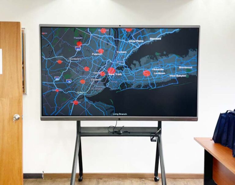 Interactive smartboard at an office of a social organization