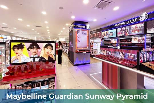 Maybelline Guardian Sunway Pyramid | P2 LED Screen | Pillar Advertising