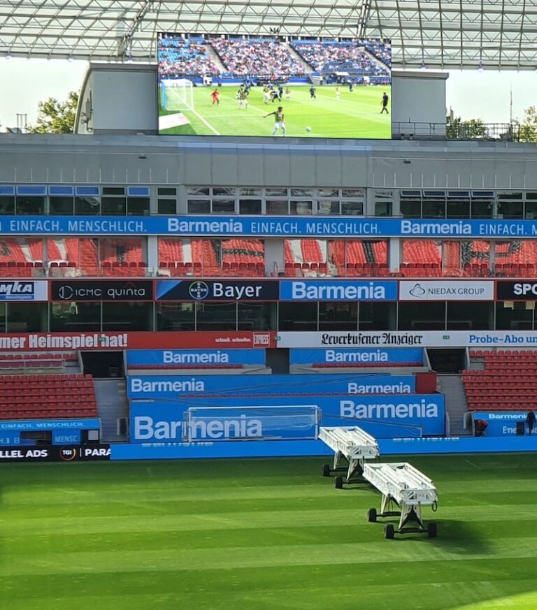 Stadium Scoreboard for Football match at BayArena