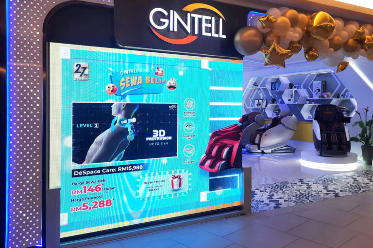 L-shaped Indoor LED Screen at GINTELL MidValley Kuala Lumpur