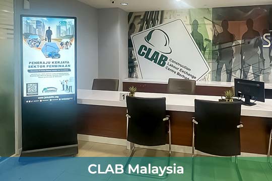 VEXO Digital Kiosk / Standee at Construction Labour Exchange Center Berhad (CLAB) Malaysia