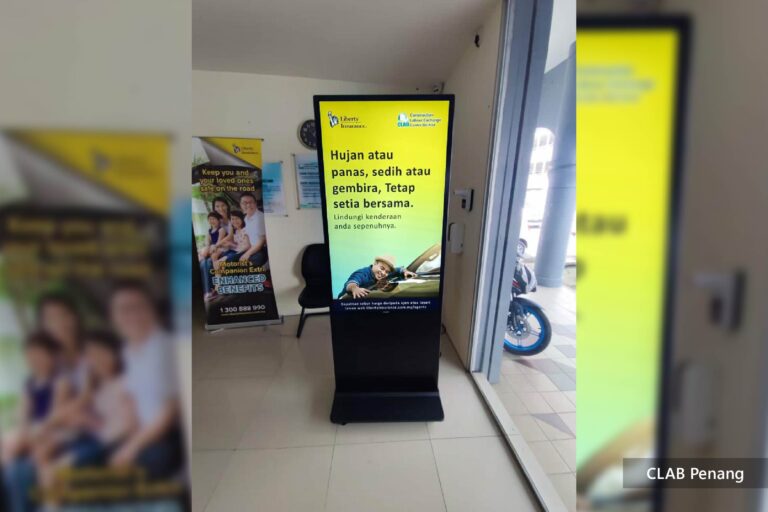 VEXO Digital Kiosk / Standee at Construction Labour Exchange Center Berhad (CLAB) Malaysia