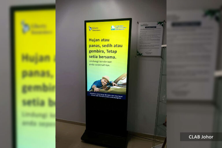 VEXO Digital Kiosk / Standee at Construction Labour Exchange Center Berhad (CLAB) Malaysia