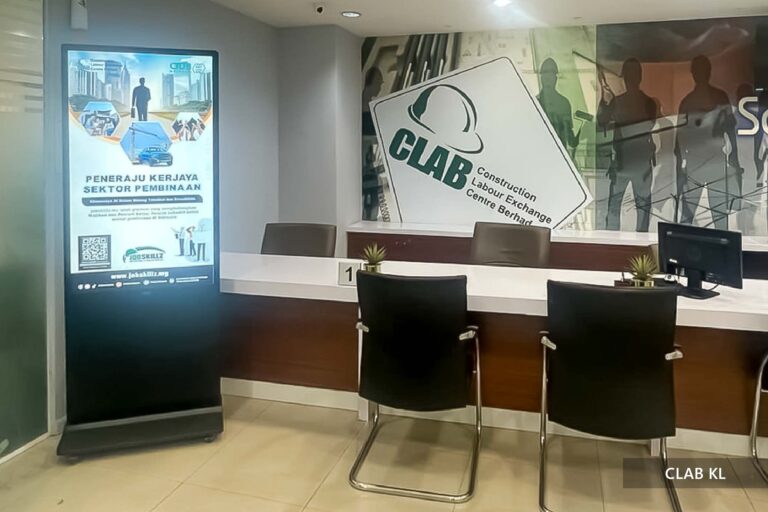 VEXO Digital Kiosk / Standee at Construction Labour Exchange Center Berhad (CLAB) Malaysia